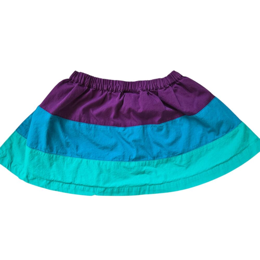 Mini Boden Colorblock Cotton Circle Skirt Elastic Waist Purple Girl 3-4 Years